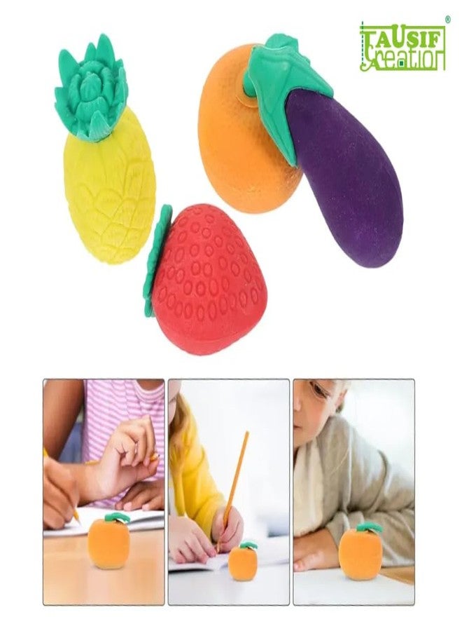 Tausif Creation مجموعة ممحاة صغيرة ثلاثية الأبعاد على شكل فواكه وخضراوات كرتونية للأطفال من TAUSIF CREATION® (نمط عشوائي) - 10 قطع - Image 5